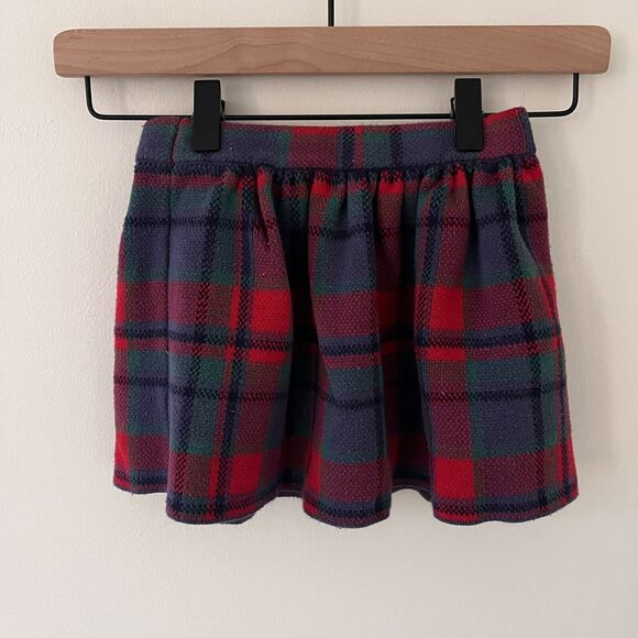 Unbranded Other - Girls Blue Red Green Holiday Thick Heavy Stretch Band Plaid Skirt 3T
